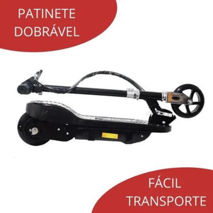 Imagem de Patinete Motorizado Elétrico Scooter Recarregável Dobrável Cor Cinza e Preto
