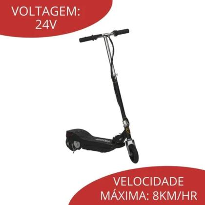 Imagem de Patinete Motorizado Elétrico Scooter Recarregável Dobrável Cor Cinza e Preto