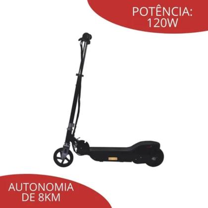 Imagem de Patinete Motorizado Elétrico Scooter Recarregável Dobrável Cor Cinza e Preto