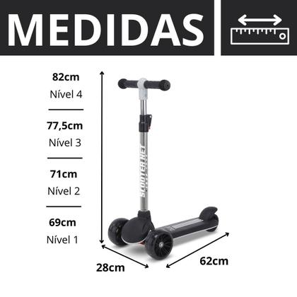 Imagem de Patinete Scooter Preto - Altura Regulável - Suporta Até 50kg - Dobrável E Original - Zoop