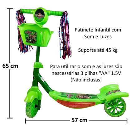 Imagem de Patinete Super Scooter Dinossauro 3 Rodinhas com Luzes e Som