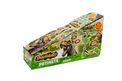 Imagem de Patinete Verde Para Crianças 7 8 9 Anos De Dino Com Cesto