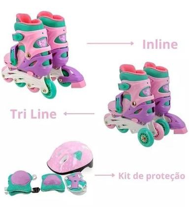 Imagem de Patins 2 em 1 Tri Line In Line com Kit segurança Unitoys