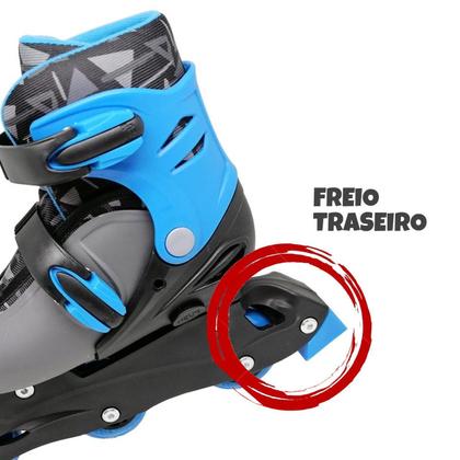 Imagem de Patins 3 Rodas Ajustável Azul Inline Radical Infantil 2 Em 1