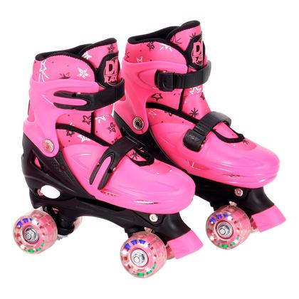 Imagem de Patins 4 Rodas 30 Ao 41 Com Led Luz Roller Ajustável Menina - Dm Toys