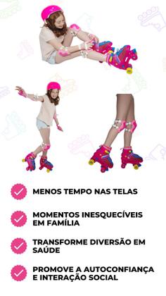 Imagem de Patins 4 Rodas Infantil com Kit de Proteção Rosa Ajustável 34 ao 37 Estilo Bota