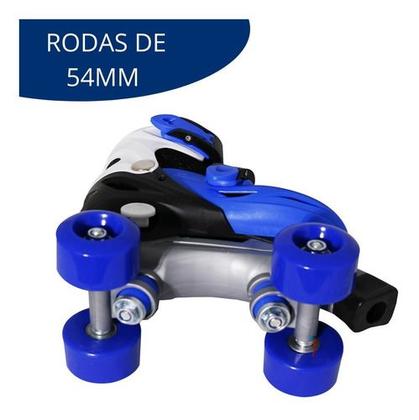 Imagem de Patins 4 Rodas Infantil Roller Ajustável Azul Com Inmetro P, M e G