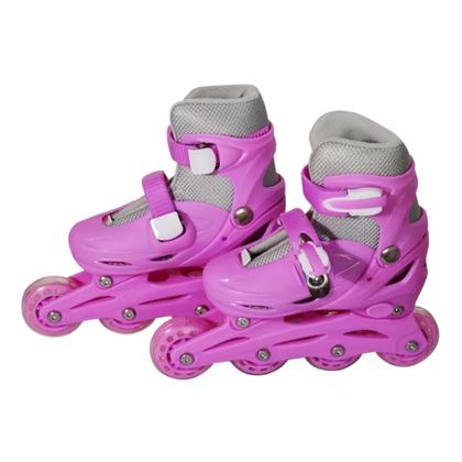 Imagem de Patins 4 rodas inline rosa com kit protecao tamanho 39/42