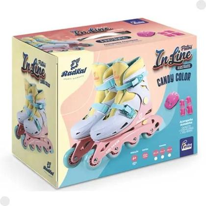 Imagem de Patins 4 Rodas Inline Roxo Com Kit de Proteção 30 ao 33 AD03RX Fênix