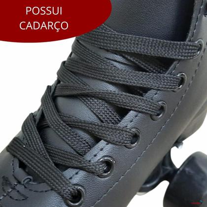 Imagem de Patins 4 rodas roller classic kit proteção preto tam 32/33