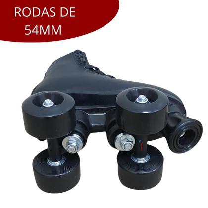 Imagem de Patins 4 rodas roller classic kit proteção preto tam 32/33