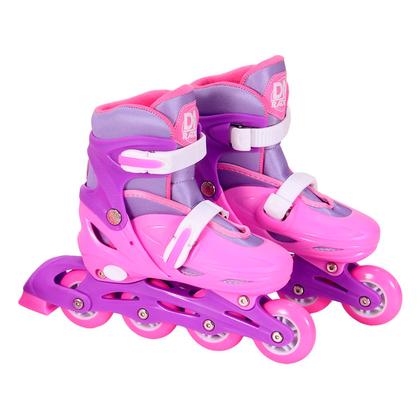 Imagem de Patins Ajustável Com Kit Proteção Inline Rosa Até 80kg - Dm Toys