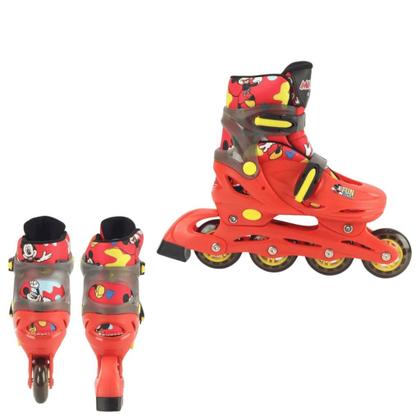 Imagem de Patins BBR Toys Disney Mickey Mouse Inline Triline Kit de Proteção Infantil 32/35