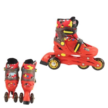 Imagem de Patins BBR Toys Disney Mickey Mouse Inline Triline Kit de Proteção Infantil 32/35