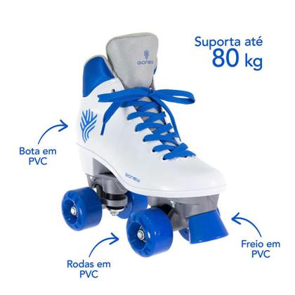 Imagem de Patins Bel Quad - Retro Basic Branco/Azul Tam 35