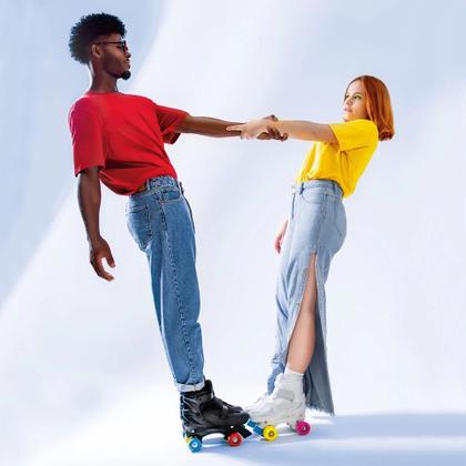 Imagem de Patins Branco Modelo Colors Regulavel do 34 Ao 37 com Rodas Coloridas Mor