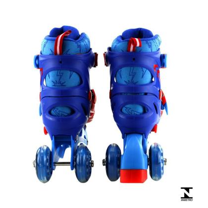 Imagem de Patins C/ Mochila + Kit de Proteção Best Race 4 Rodas Azul/Vermelho 28/31  - Bbr