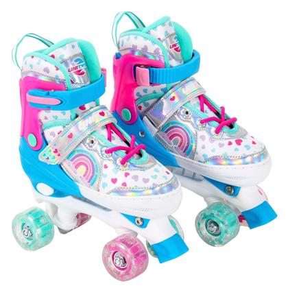 Imagem de Patins Com Proteção Quad 4 Rodas 30-33 Colorido Com Acessórios Menina Até 60 kg