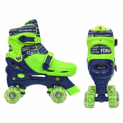 Imagem de Patins Com Rodas Paralelas Com Luz Verde Tam 39-42