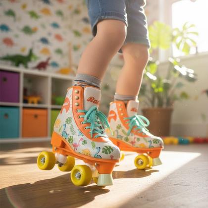 Imagem de Patins Dino Roller Ajustável Infantil Juvenil Menino Menina 4 Rodas