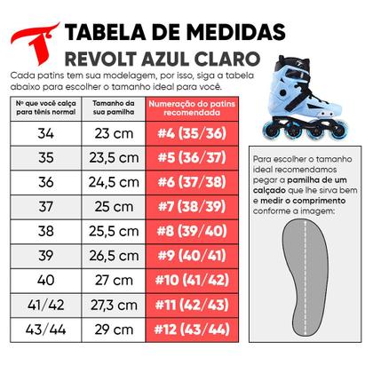 Imagem de Patins Freestyle Traxart Revolt Azul Claro- 80mm ABEC-9