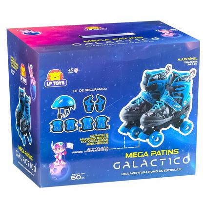 Imagem de Patins Galáctico Azul Infantil Quad Roller Ajustável Regulável 34 Ao 37 Com Freio Dianteiro