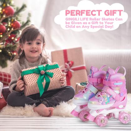 Imagem de Patins Gingili Life com iluminação ajustável para meninas de 3 a 12 anos