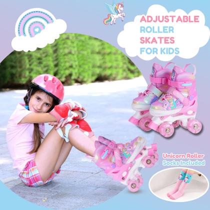 Imagem de Patins Gingili Life com iluminação ajustável para meninas de 3 a 12 anos