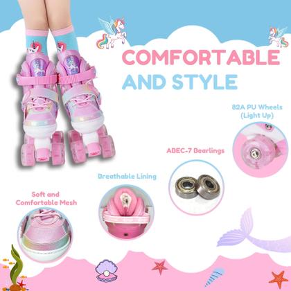 Imagem de Patins Gingili Life com iluminação ajustável para meninas de 3 a 12 anos