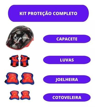 Imagem de Patins Homem Aranha Rodas Inline Gel 36 ao 39 C/ Kit Proteção - BBR