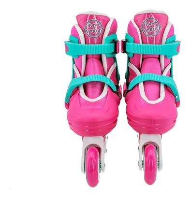 Imagem de Patins In-Line Ajustável Rosa Unitoys 1439 + Kit Proteção