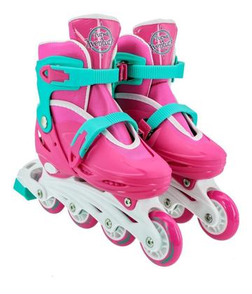 Imagem de Patins In-Line Ajustável Rosa Unitoys 1439 + Kit Proteção