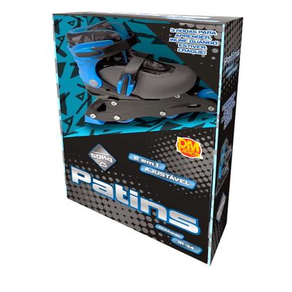 Imagem de Patins In-line Tri-line Azul 31 A 34 Menino Ajustável - Dm Toys