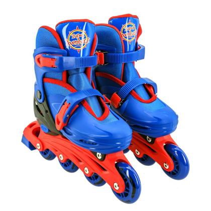 Imagem de Patins Infantil 2 Em 1 Inline e Triline, Kit Proteção Completo Turma da Aventura Unitoys