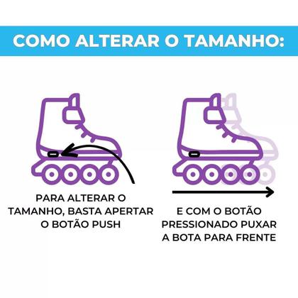 Imagem de Patins Infantil 4 Rodas Purple Star com Kit de Proteção Tamanho Ajustável 30 ao 33