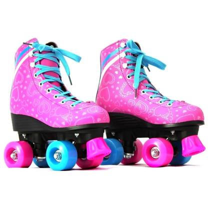 Imagem de Patins Infantil Feminino 4 Rodas Roller 34 Ao 40 Luna Rosa- Mega Compras