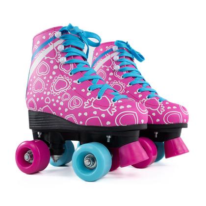 Imagem de Patins Infantil Feminino 4 Rodas Roller Profissional Rosa Luna Ajustável C Freio Confortável Estável Iniciante Criança Menina Presente Completo