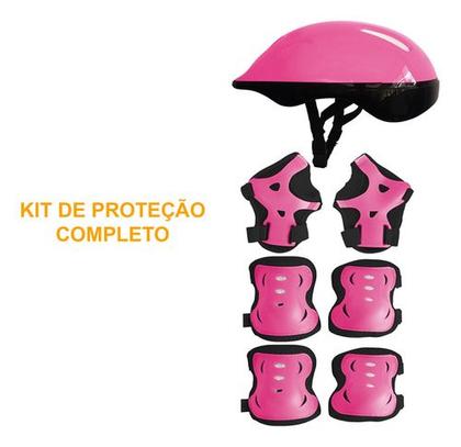 Imagem de Patins Infantil Feminino Menina Rosa Quad Roller C/ Proteção