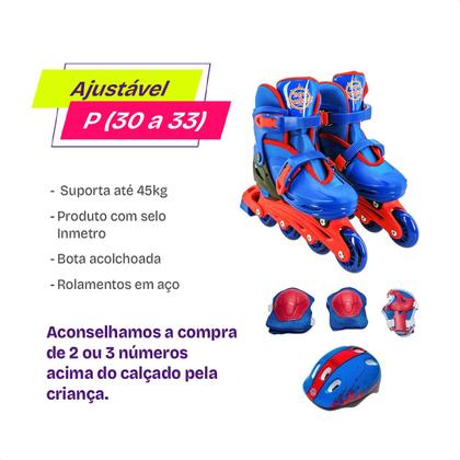 Imagem de Patins Infantil Inline com Kit de Proteção Tamanho 30 a 33 Ajustável Unitoys Azul