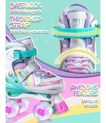 Imagem de Patins Infantil Quad Ajustável  Rodas Em Led 