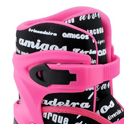 Imagem de Patins Infantil Quad Roller 4 Rodas Rosa Ajustável Com Luz - Samba Toys