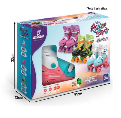 Imagem de Patins Infantil Quad Roller Skate Ajustável 4 Rodas Lançamento Menina