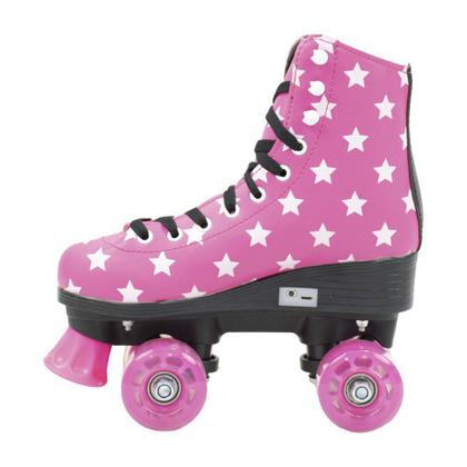 Imagem de Patins Infantil Retrô Rosa 4 Rodas C/ Led 37 - BBR Toys