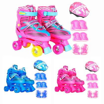 Imagem de Patins Infantil Roller 4 Rodas + Capacete Proteção Ajustável
