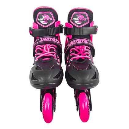 Imagem de Patins Infantil Roller Cor Rosa Com Freio E Ajuste De 4 Numeros até 60kg  - Unitoys