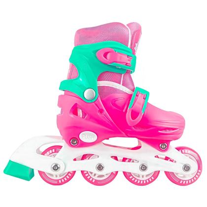 Imagem de Patins Infantil Rosa Freio Tamanho Ajustável 30-33 Até 60kg Unitoys