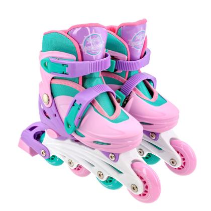 Imagem de Patins Infantil Tri-line Feminino C/ Kit Proteção - Unitoys