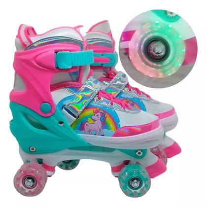 Imagem de Patins Infantil Unicornio 4 Rodas Tamanho 34-37 Ajustável