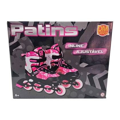 Imagem de Patins Inline Ajustável Rosa DM Radical  Conforto, Estilo e Segurança