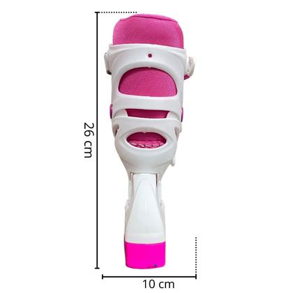 Imagem de Patins inline infantil kit proteção rosa ajustável P 31-34